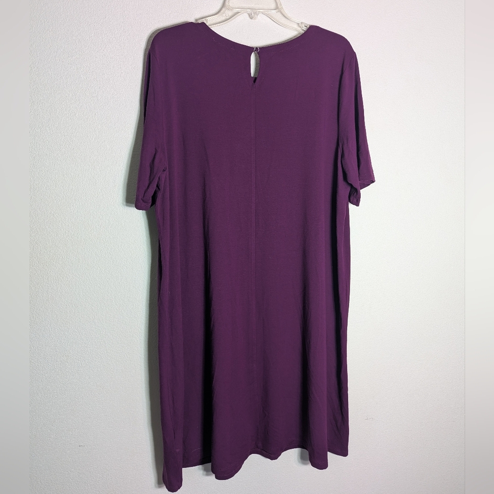 Eileen Fisher Womens Dress Viscose Short Sleeve Keyhole Quiet Luxury Purple XL - Picture 7 of 8